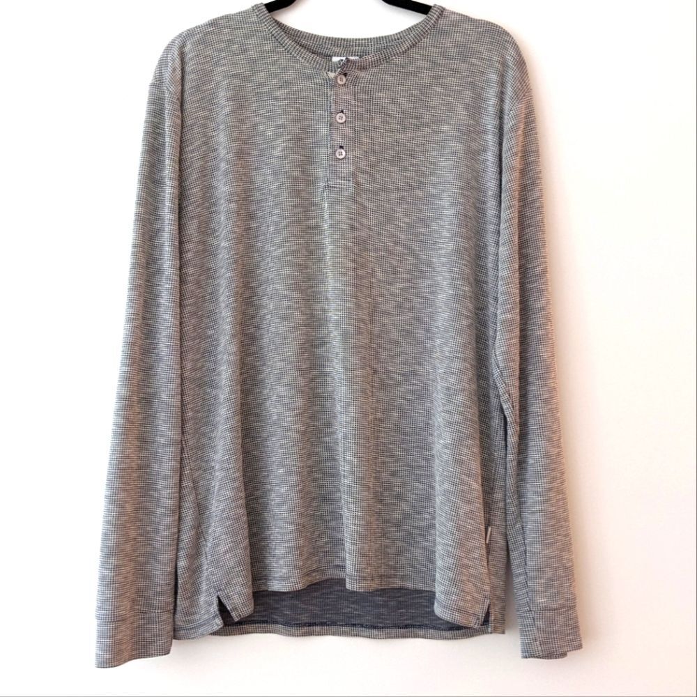 Onia Miles Long Sleeve Henley Shirt Gray